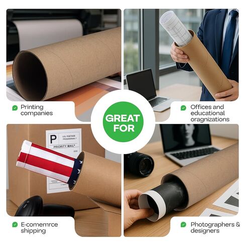 IDL Packaging Cardboard Mailing Tube, 4" x 48" with Plastic Caps - USA-Made USPS Approved Poster Tube for Documents & Blueprints - Reinforced Mailing Cylinders for Shipping & Storage in Kuwait
