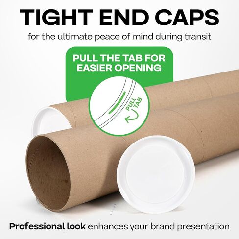 IDL Packaging Cardboard Mailing Tube, 4" x 48" with Plastic Caps - USA-Made USPS Approved Poster Tube for Documents & Blueprints - Reinforced Mailing Cylinders for Shipping & Storage in Kuwait