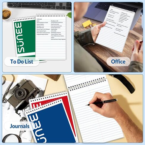 وسادات SUNEE Steno مقاس 6 × 9 5 عبوات، قاعدة جريج، 60 ورقة، ورق أبيض، تدوين الملاحظات مع دفتر الملاحظات الحلزوني العلوي، للمدرسة، الجامعة، الكلية، العمل، المكتب، اللون الكلاسيكي in Kuwait
