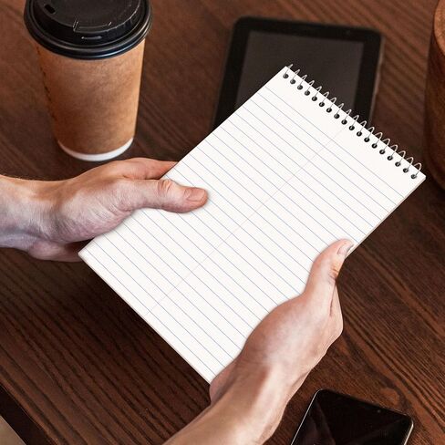 وسادات SUNEE Steno مقاس 6 × 9 5 عبوات، قاعدة جريج، 60 ورقة، ورق أبيض، تدوين الملاحظات مع دفتر الملاحظات الحلزوني العلوي، للمدرسة، الجامعة، الكلية، العمل، المكتب، اللون الكلاسيكي in Kuwait