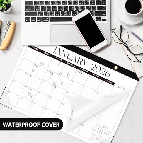 2026 Desk Calendar, 18 Monthly Calendar Runs from January 2026 to June 2027, Large 17" X 12" Desktop/Wall Calendars Easy Scheduling & Notes, Ideal for School, Home and Office - Classic Black in Saudi Arabia