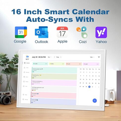 Digital Calendar, Smart WiFi Electronic Calendar&Chore Chart, IPS Touch Screen HD Display for Family Schedules, Share Moments Instantly from Anywhere (White, 16) in Saudi Arabia