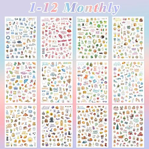 BESARME Seasonal Planner Stickers, 1000+ Calendar Stickers Monthly Holiday Sticker for Women Adults Scrapbook Sticker for Calendar Easter Gifts Easter Basket Stuffers in Saudi Arabia