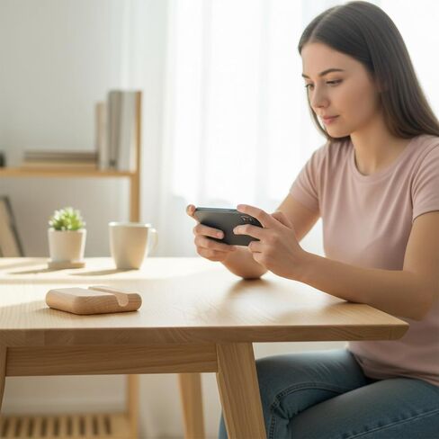 حامل هاتف خشبي، حامل هاتف مربع 3.15 بوصة، حامل هاتف محمول خشبي بفتحة واحدة للمطبخ والحمام وطاولة المكتب والمكتب in Kuwait