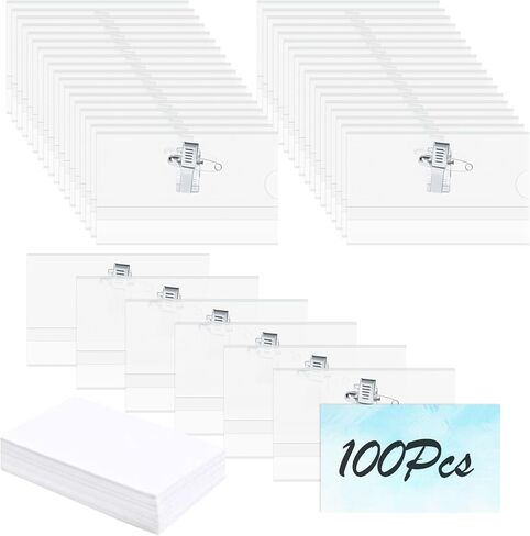 50 PCS Name Badges, Name Badges with Crocodile Clip and Safety Pin, Clear Holders Name Tags with Pins Horizontal ID Card Holder idea for School, Colleges, Offices, Corporate Event in Saudi Arabia
