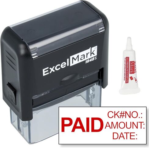 ختم مطاطي ذاتي التحبير مدفوع الثمن من ExcelMark - حبر أحمر مع حبر إعادة تعبئة 5cc (A1848) in Kuwait