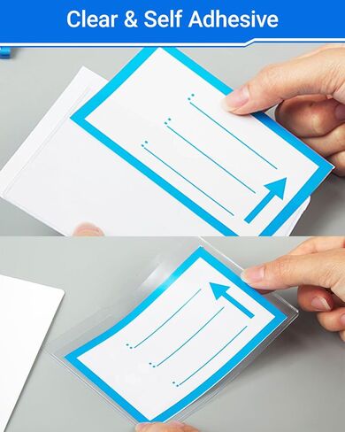 20 PCS Clear Self Adhesive Plastic Label Pockets, Binder Spine Business & Library Index Card Display Holder with Stick On for Planners Organizing, Storage Bins and Drawers (4 x 6 Inch) in Saudi Arabia