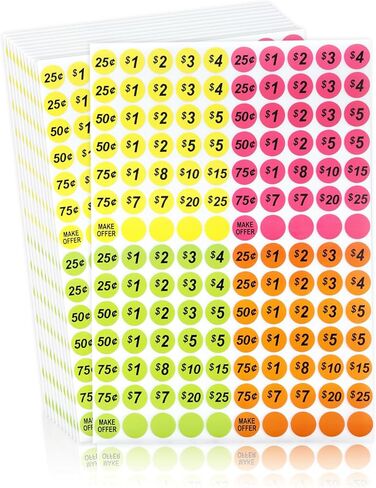 2800 Pcs Garage Sale Stickers - 3/4 Inch Removable Price Labels in Bright Colors, No Residue, with 15 Pre-Printed Round Tags for Flea Markets, Retail & Moving in Saudi Arabia