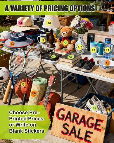 2800 Pcs Garage Sale Stickers - 3/4 Inch Removable Price Labels in Bright Colors, No Residue, with 15 Pre-Printed Round Tags for Flea Markets, Retail & Moving in Saudi Arabia