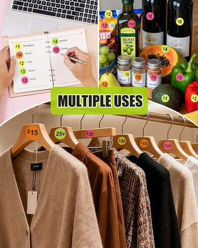 2800 Pcs Garage Sale Stickers - 3/4 Inch Removable Price Labels in Bright Colors, No Residue, with 15 Pre-Printed Round Tags for Flea Markets, Retail & Moving in Saudi Arabia