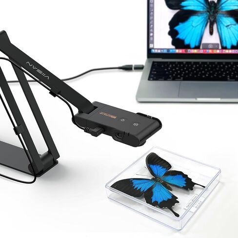 VIISAN VS13AM ماسح ضوئي للكتب والمستندات بدقة 13 ميجابكسل، كاميرا USB بدقة 4K بمعدل 30 إطارًا في الثانية مع تقليل ضوضاء الذكاء الاصطناعي، مستشعر G يدور تلقائيًا، عدسة AF-C/AF-S، عرض ماكرو 20X، UVC/UAC in Kuwait
