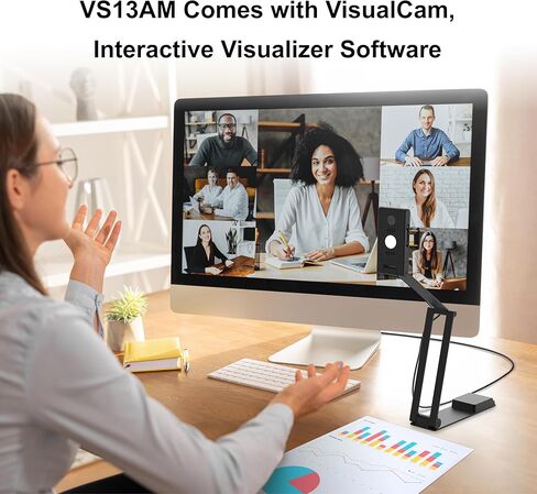 VIISAN VS13AM ماسح ضوئي للكتب والمستندات بدقة 13 ميجابكسل، كاميرا USB بدقة 4K بمعدل 30 إطارًا في الثانية مع تقليل ضوضاء الذكاء الاصطناعي، مستشعر G يدور تلقائيًا، عدسة AF-C/AF-S، عرض ماكرو 20X، UVC/UAC in Kuwait