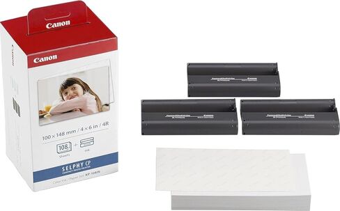 Canon Selphy CP1500 Photo Printer Bundle (Black) with KP-108 Paper (108 Sheets) 3 Color Ink Cartridges & Tudak Cleaning Cloth – Wireless Compact Dye-Sub Printer Kit in Saudi Arabia
