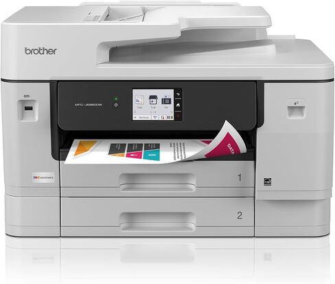 طابعة Brother INKvestment 6960 اللاسلكية النافثة للحبر الملونة الكل في واحد بقدرات 11 بوصة × 17 بوصة وشاشة لمس ملونة 3.5 بوصة | تتضمن تجربة اشتراك التحديث (1) (MFC-J6960DW) in Kuwait