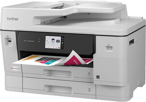 طابعة Brother INKvestment 6960 اللاسلكية النافثة للحبر الملونة الكل في واحد بقدرات 11 بوصة × 17 بوصة وشاشة لمس ملونة 3.5 بوصة | تتضمن تجربة اشتراك التحديث (1) (MFC-J6960DW) in Kuwait