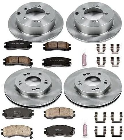 مجموعة فرامل بديلة أمامية وخلفية POWERSTOP KOE683 Autospecialty - دوارات فرامل OE ووسادات فرامل سيراميك لكرايسلر سيبرينغ، دودج أفينجر، إيجل تالون، ميتسوبيشي إكليبس [نموذج محدد] in Kuwait
