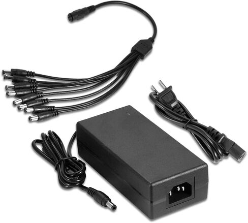 محول إمدادات الطاقة الكاميرا الأمنية 12V 5A مع كابل فاصل طاقة 8 اتجاهات ، محول 100-240V AC/DC لنظام مراقبة CCTV DVR-5.5x2.1mm توصيل العاصمة in Kuwait