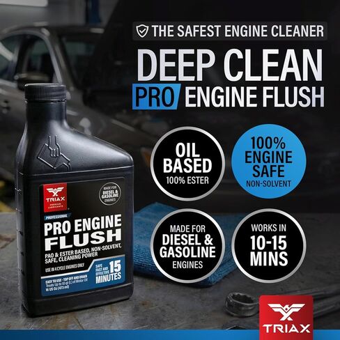 TRIAX Pro Engine Flush Oil-Based Deep Clean Motor Oil Flush Removes Sludge & Carbon | Non-Solvent | Safe for Engine, Seals, Injectors | Professional Shop Grade (16 oz - 473 ml) in Saudi Arabia