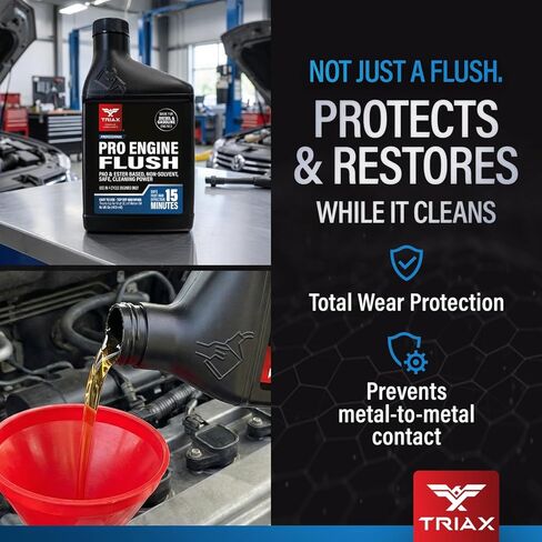 TRIAX Pro Engine Flush Oil-Based Deep Clean Motor Oil Flush Removes Sludge & Carbon | Non-Solvent | Safe for Engine, Seals, Injectors | Professional Shop Grade (16 oz - 473 ml) in Saudi Arabia
