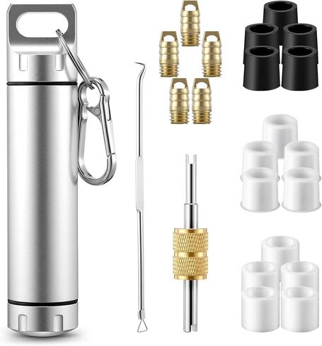 HVAC Gasket Removal Tool Compatible with 19047 Yellow Jacket, Seal Pick & Valve Removal, 15Pcs Hose Gaskets & 5Pcs R410A Valves, Total 22PCS HVAC Air Condition Repair Kit with Storage Can in Saudi Arabia