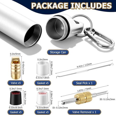 HVAC Gasket Removal Tool Compatible with 19047 Yellow Jacket, Seal Pick & Valve Removal, 15Pcs Hose Gaskets & 5Pcs R410A Valves, Total 22PCS HVAC Air Condition Repair Kit with Storage Can in Saudi Arabia