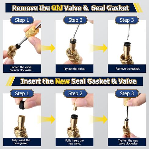 HVAC Gasket Removal Tool Compatible with 19047 Yellow Jacket, Seal Pick & Valve Removal, 15Pcs Hose Gaskets & 5Pcs R410A Valves, Total 22PCS HVAC Air Condition Repair Kit with Storage Can in Saudi Arabia