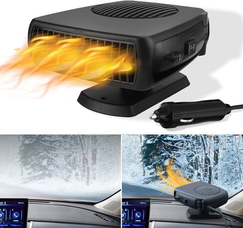 Car Heater, 200W Portable Windshield Defroster Fast Heating and Cooling Auto Defogger Window Defroster Automobile Windscreen Heaters Plug in Cigarette Lighter Heaters with 360 Degree Rotary (12V) in Saudi Arabia