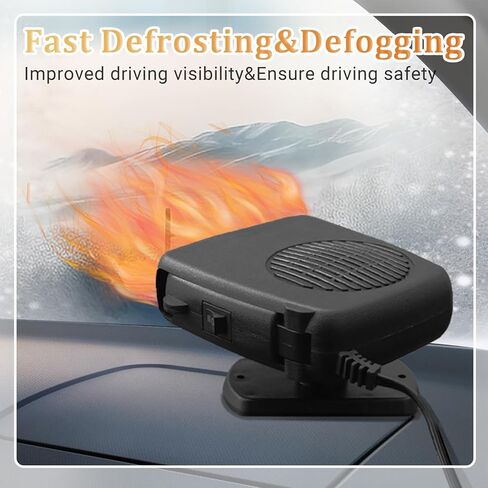 Car Heater, 200W Portable Windshield Defroster Fast Heating and Cooling Auto Defogger Window Defroster Automobile Windscreen Heaters Plug in Cigarette Lighter Heaters with 360 Degree Rotary (12V) in Saudi Arabia