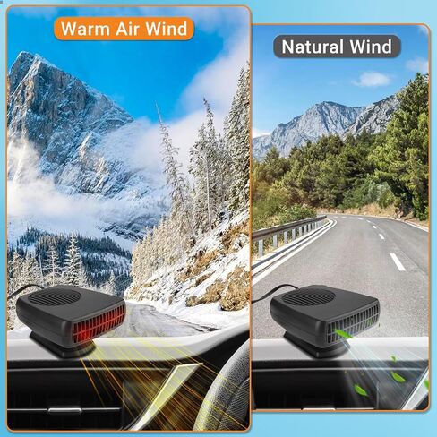 Car Heater, 200W Portable Windshield Defroster Fast Heating and Cooling Auto Defogger Window Defroster Automobile Windscreen Heaters Plug in Cigarette Lighter Heaters with 360 Degree Rotary (12V) in Saudi Arabia