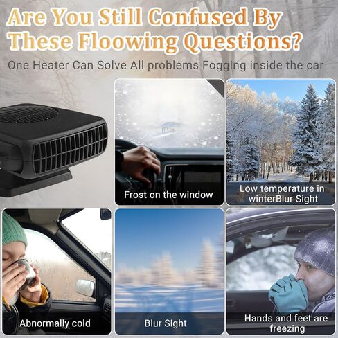 Car Heater, 200W Portable Windshield Defroster Fast Heating and Cooling Auto Defogger Window Defroster Automobile Windscreen Heaters Plug in Cigarette Lighter Heaters with 360 Degree Rotary (12V) in Saudi Arabia