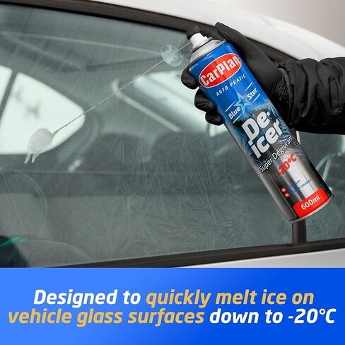 CarPlan De-Icer Aerosol, 21 fl oz – Blue Star De Icer for Car Windshield, Fast-Acting Defroster for Windows, Works in Extreme Cold -20C in Kuwait