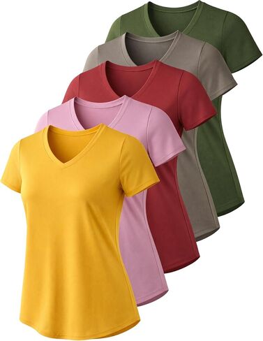 5 Pack: Womens Dry Fit Workout Shirts, Short Sleeve Athletic Gym Tshirts, Ladies Active Long Tees Bulk in Saudi Arabia