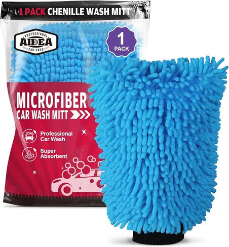 AIDEA Car Wash Mitt Microfiber, 2PK Scratch Free Lint-Free, Premium Chenille Microfiber Mitt Car Wash Brush, Green, Regular Size 7.12''X10.14'' in Kuwait