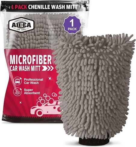 AIDEA Car Wash Mitt Microfiber, 2PK Scratch Free Lint-Free, Premium Chenille Microfiber Mitt Car Wash Brush, Green, Regular Size 7.12''X10.14'' in Kuwait