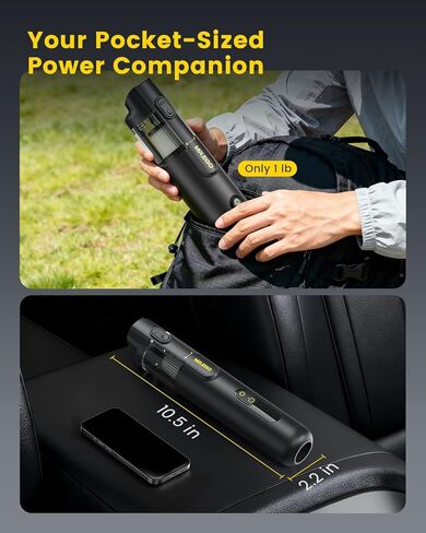 Mr.ego Car Vacuum Portable Cordless, 20000Pa Mini Vacuum Cleaner & Air Duster, 100,000 RPM Brushless Motor Handheld Vacuum with LED Light and Multi-Nozzles for Car, Home, Office, Pet (Black) in Kuwait