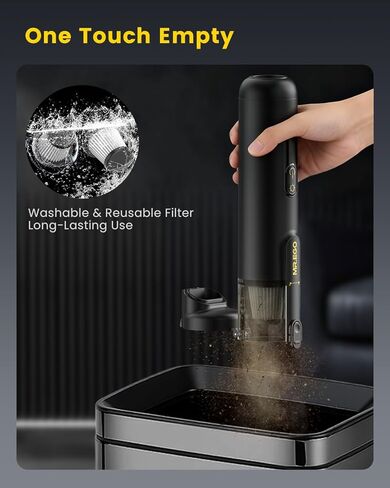 Mr.ego Car Vacuum Portable Cordless, 20000Pa Mini Vacuum Cleaner & Air Duster, 100,000 RPM Brushless Motor Handheld Vacuum with LED Light and Multi-Nozzles for Car, Home, Office, Pet (Black) in Kuwait