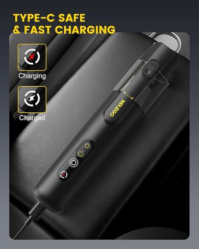 Mr.ego Car Vacuum Portable Cordless, 20000Pa Mini Vacuum Cleaner & Air Duster, 100,000 RPM Brushless Motor Handheld Vacuum with LED Light and Multi-Nozzles for Car, Home, Office, Pet (Black) in Kuwait