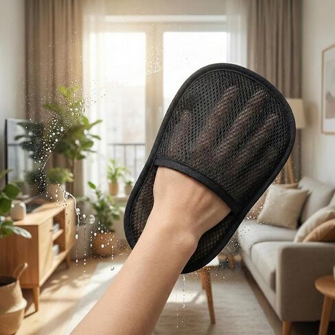 2 Piece Car Wash Plush Gloves Reusable Black Thicken Microfiber Car Wash Cleaning Brush Auto Home Cleaning Accessories,23.5x15cm in Saudi Arabia