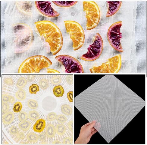 12pcs Non-stick Silicone Dehydrator Mats Mesh Sheets Food Dehydrator Accessories Reusable Drying Pads for Fruits and Vegetables Home in Kuwait