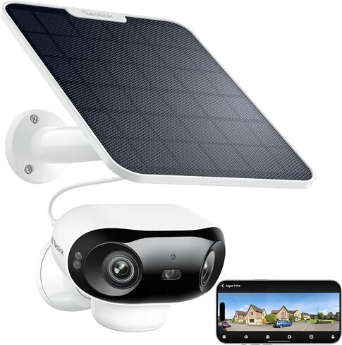 Reolink 4K Dual Lens 180 ° نظام كاميرا أمان لاسلكي خارج الهواء الطلق ، رؤية ملونة ليلية ، كاميرات شمسية مع تخزين محلي مشفر ، 5G/2.4 جيجا هرتز واي فاي 6 ، بدون اشتراك ، Home Hub مع 2x Argus 4 Pro in Saudi Arabia