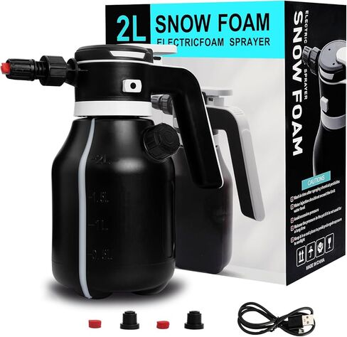 Upgraded Electric Foam Sprayer, 2L Cordless Rechargeable Battery Powered Foam Cannon Portable Foam Sprayer with Detergent Cup for Car Wash Truck RV Home Garden in Saudi Arabia