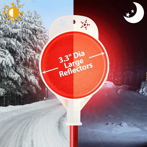 Driveway Markers Reflectors, High Visibility Reflective Snow Stakes for Driveway Entrance, Easy Install Drill Bit, 4 PCS Double Sided Reflectors on Poles 48 inch, Yard Winter Stick for Snowplow, Road in Saudi Arabia