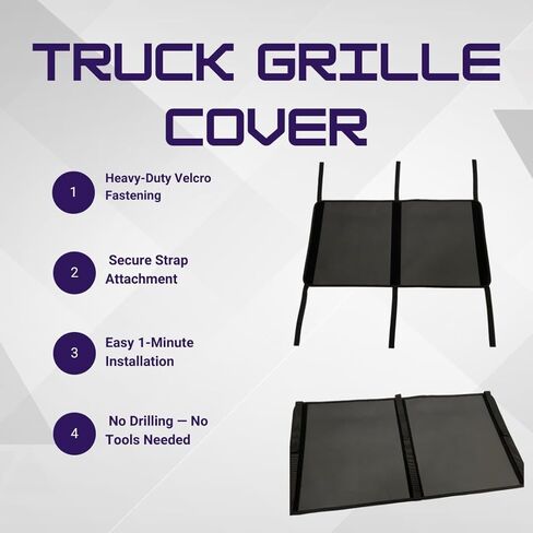 Winter Grille Cover fits Freightliner M2 (Business Class) | Heavy-Duty Winterfront | Engine Warm-Up Protection | Strap & Velcro Mount | Cold Weather Shield for Semi Trucks in Saudi Arabia