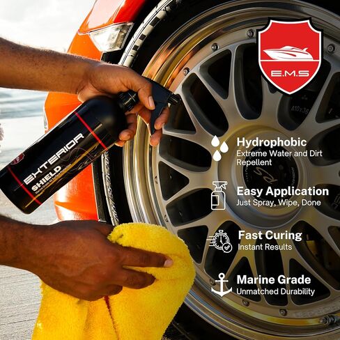Exterior Shield - Marine Grade Car Spray Quick Spray & Wipe All Purpose Waterless Detailer, Better Than Any Car Detailing Kit - Clean, Shine, Protect Paint, Glass, Wheels, and Trim Without Pre-Washing in Saudi Arabia