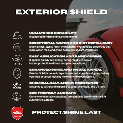 Exterior Shield - Marine Grade Car Spray Quick Spray & Wipe All Purpose Waterless Detailer, Better Than Any Car Detailing Kit - Clean, Shine, Protect Paint, Glass, Wheels, and Trim Without Pre-Washing in Saudi Arabia