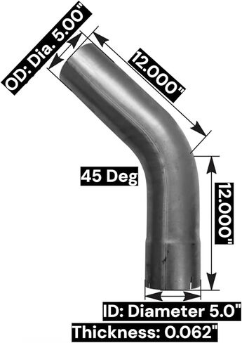 AUTOMANN 562.U4545E12A Exhaust Elbow, 45 Degree, 5 in. Id Od in Saudi Arabia