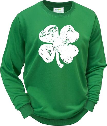 Arvilhill Men St Patrick's Day Sweatshirt Classic Shamrock Irish Long Sleeve Pullover (S-3XL) in Kuwait