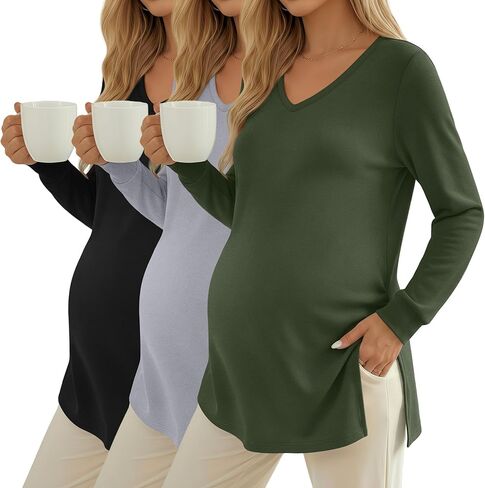 Huukaey 3 Pack Women Farmal Thermal Thermity Sleeve قمصان طويلة الأكمام in Saudi Arabia