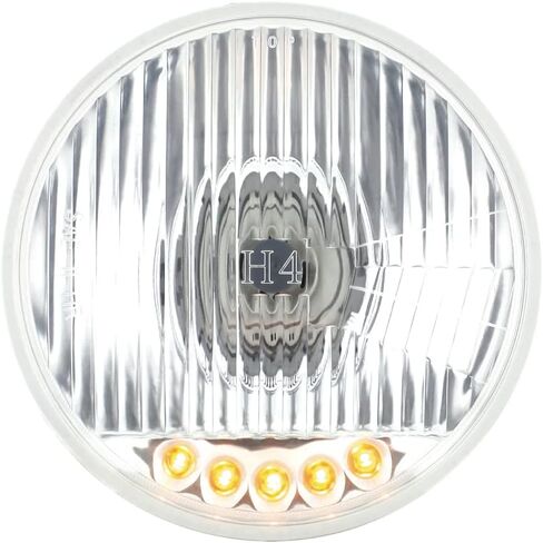United Pacific S2005LED ULTRALIT 5 3/4" Crystal Halogen Headlight w/5 LED Position Lights, Glass Lens, Chrome Metal Reflector – ONE Headlight in Saudi Arabia