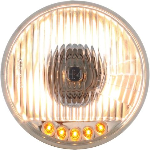 United Pacific S2005LED ULTRALIT 5 3/4" Crystal Halogen Headlight w/5 LED Position Lights, Glass Lens, Chrome Metal Reflector – ONE Headlight in Saudi Arabia